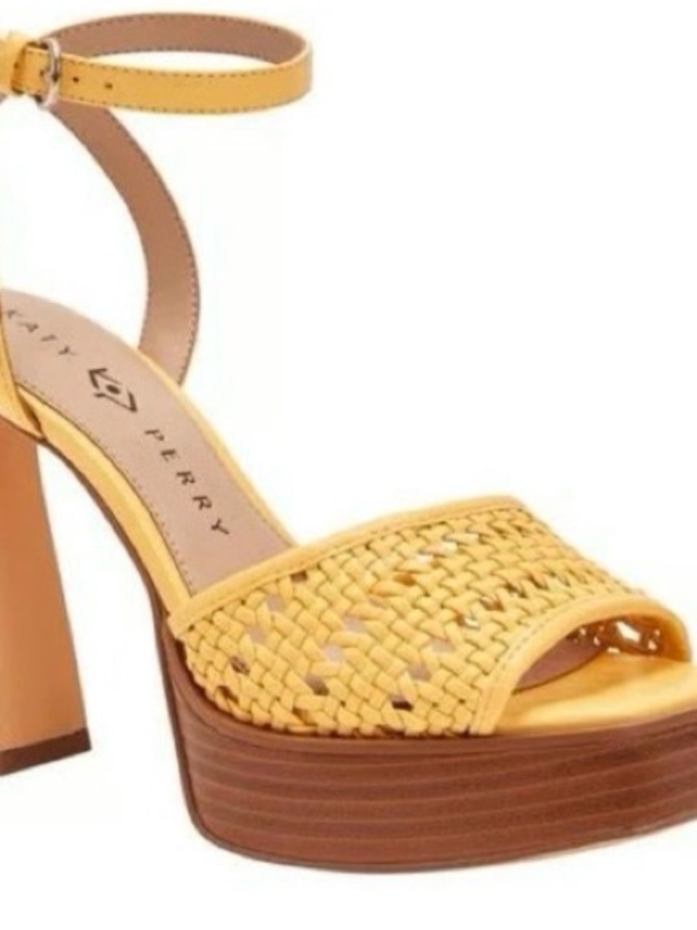 Katy Perry Collections Yellow Woven Platform Sandal with Ankle Strap